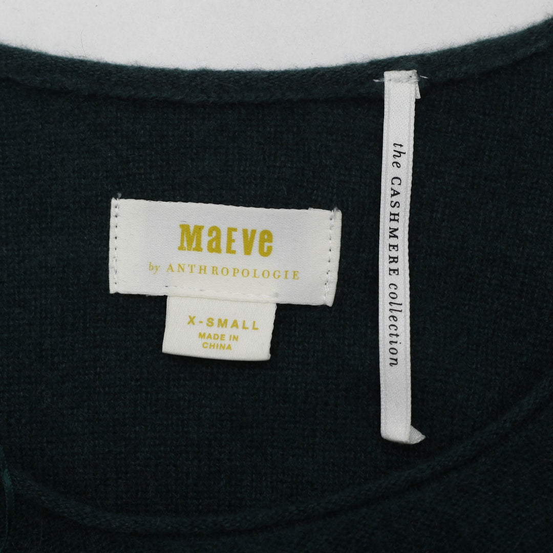 Ladies Maeve By Anthropologie Green Cashmere X-Small Sweater | Migration_Sweaters - Back View | Fashion Rerun