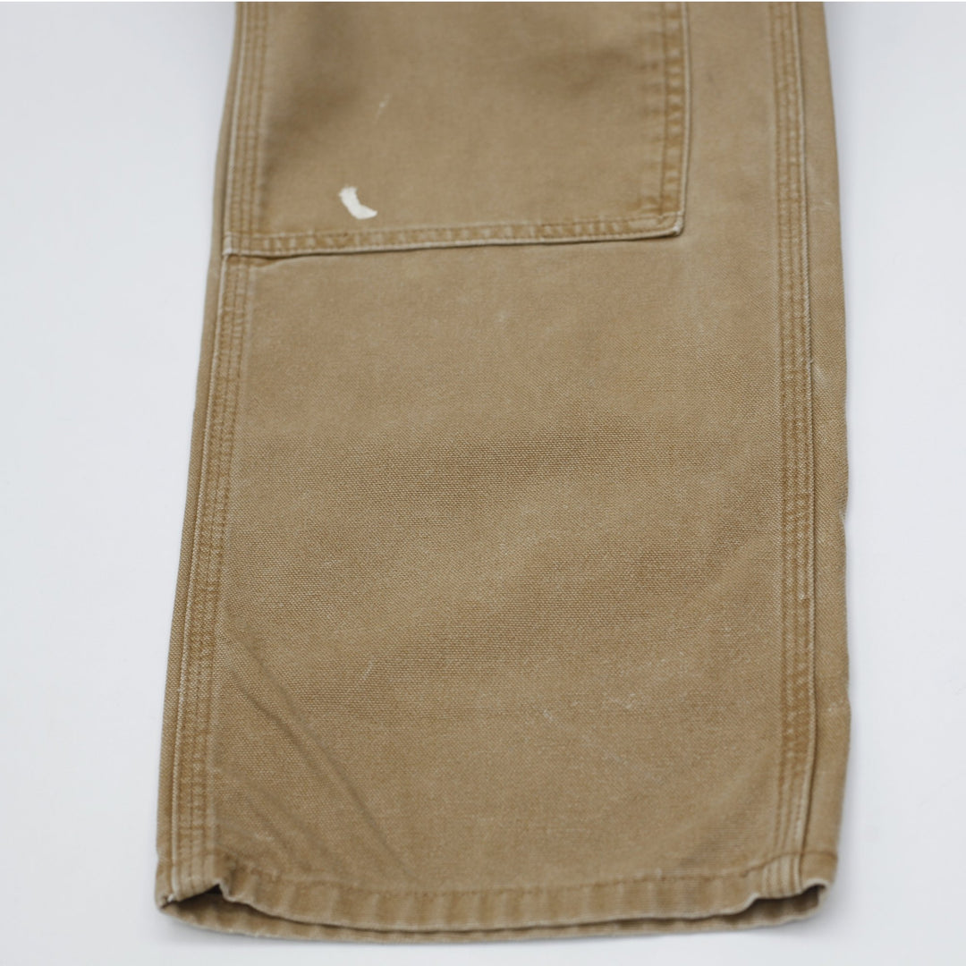 Mens Carhartt B136 Double-Knee Carpenter Pants Distressed Brown Washed Duck