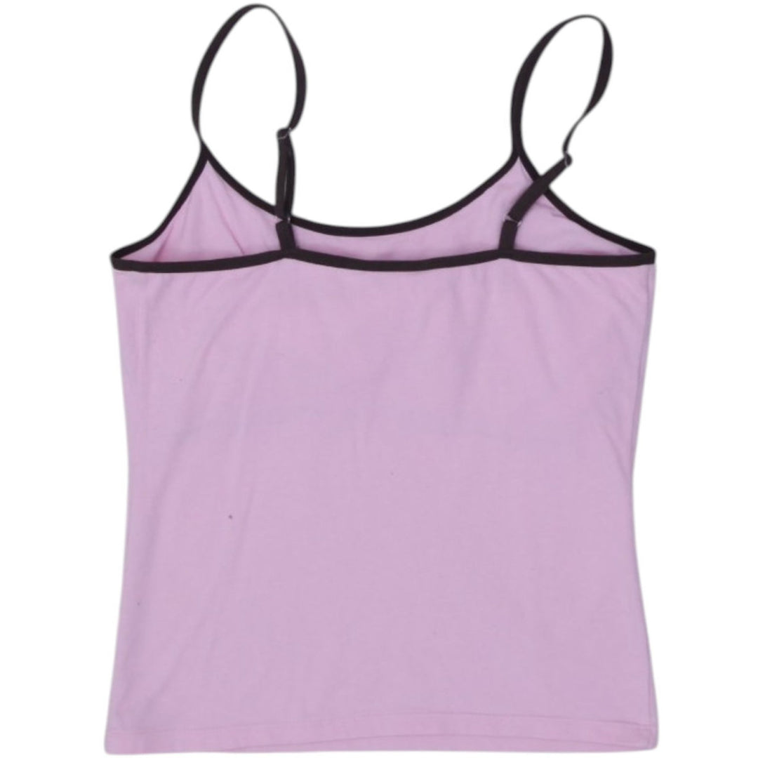 Y2K Womens Bulletin Pour Elle Tank Top Pink Spaghetti Strap