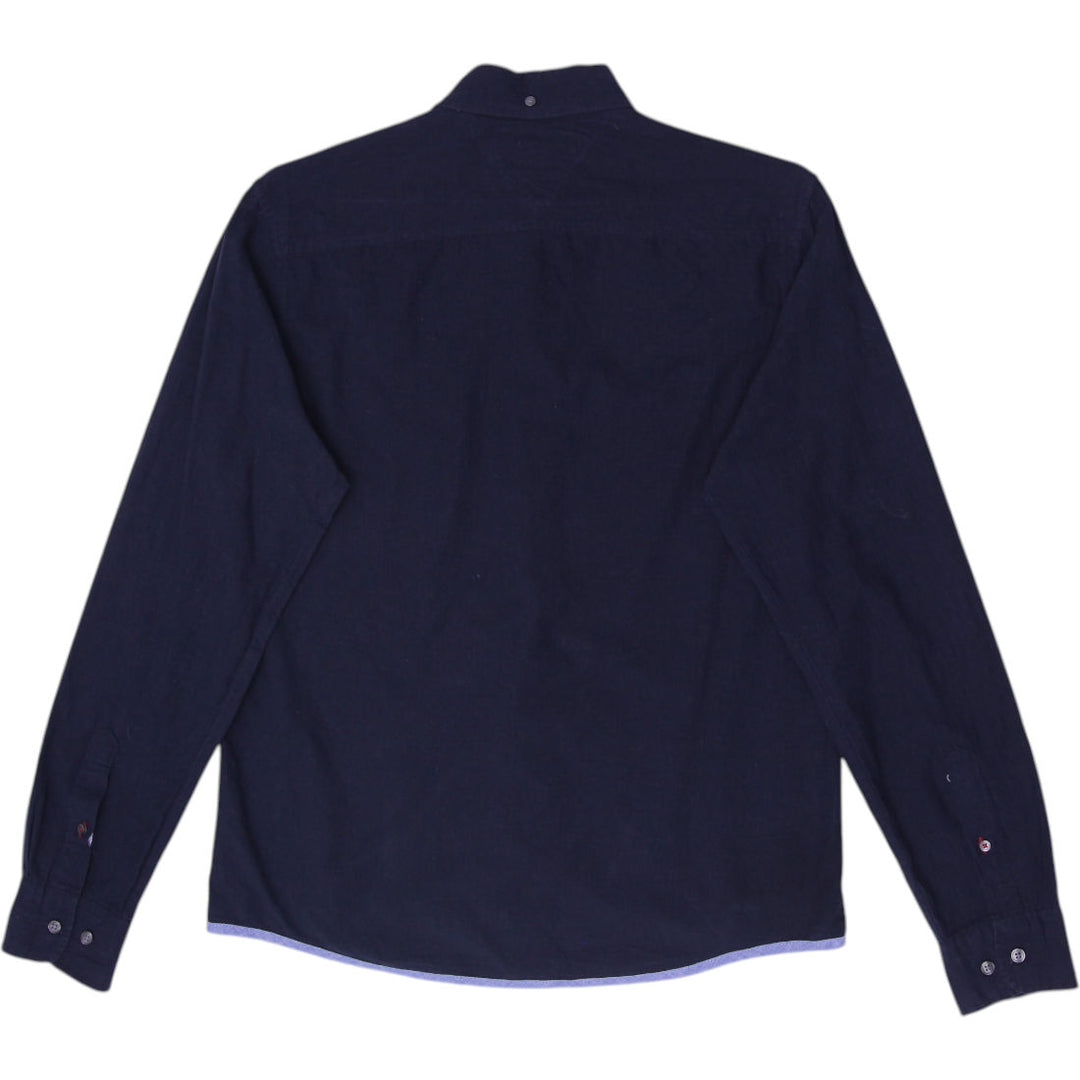 Mens Tommy Hilfiger Shirt Navy Long Sleeve Casual Logo Size M