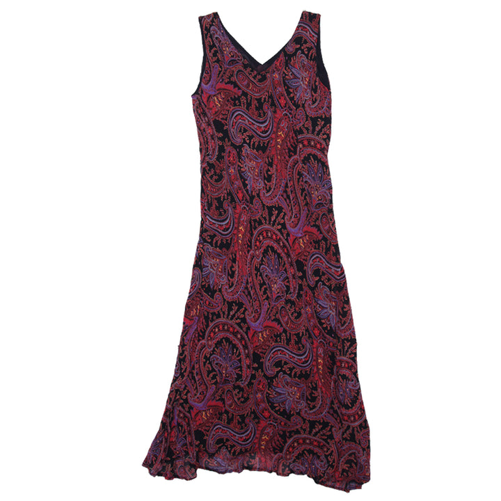Y2K Ladies R & K Originals Sleeveless Paisley Print Beaded Dress