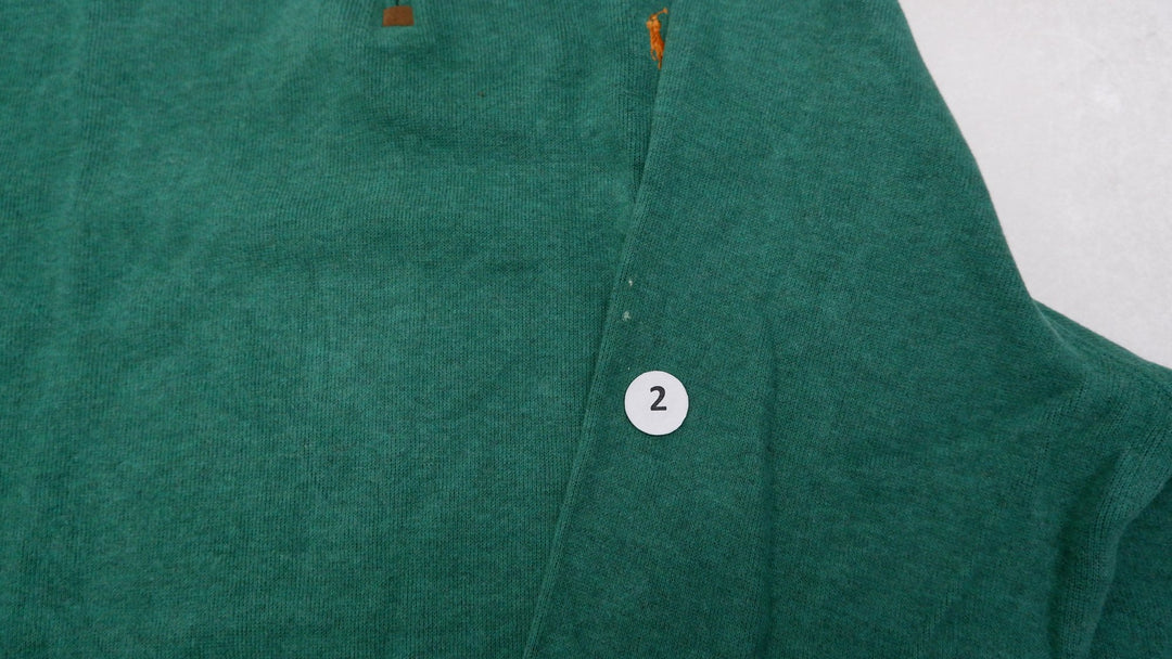 Mens Polo Ralph Lauren Sweater Green 1/4 Zip Cotton Knitwear