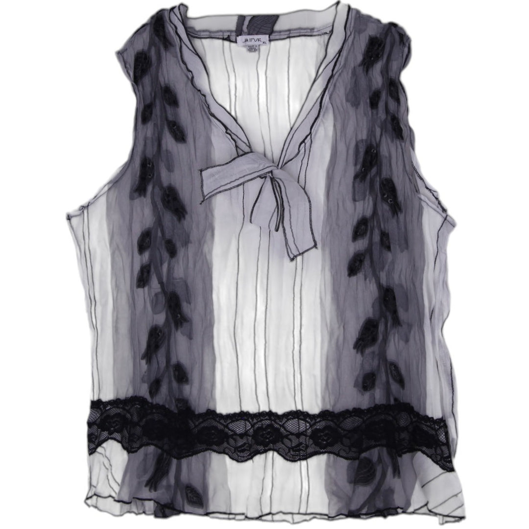 Y2K Ladies Jaipur Sheer Devore Crinkle Tank Top Size XL