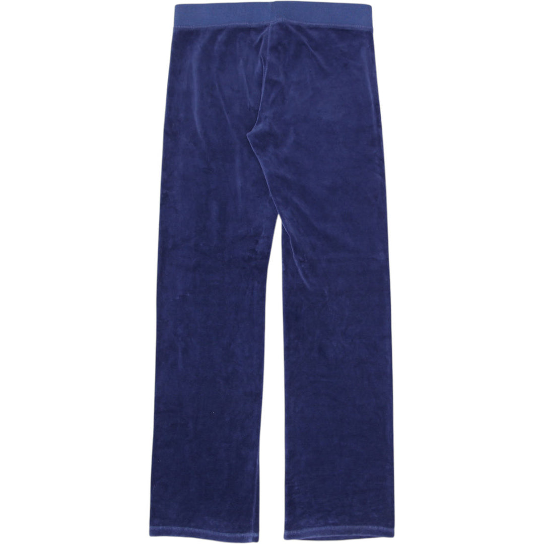 Y2K Ladies Juicy Couture Navy Blue Velour Drawstring Pants Size L | Migration_Jeans & Pants - Side View | Fashion Rerun