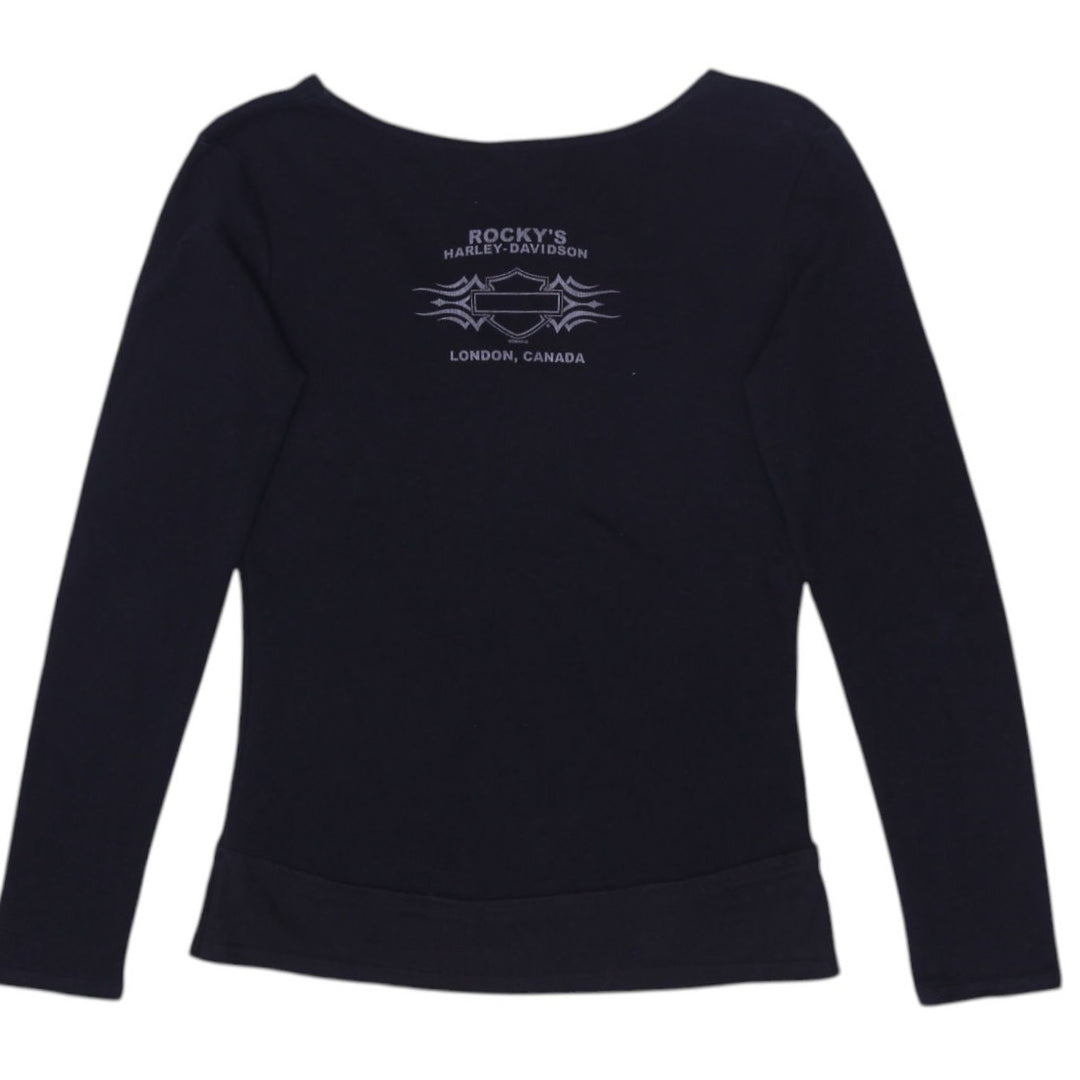 Y2K Ladies Harley Davidson Keyhole Longhorn Grand Prairie Texas Top Size S