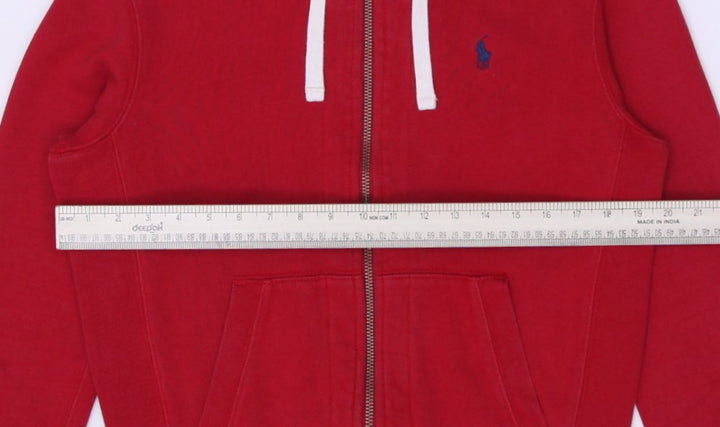 Vintage Polo By Ralph Lauren Red Waffle Knit Thermal Full Zip Hoodie