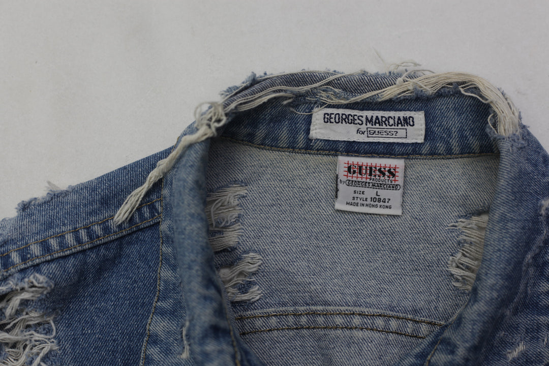 Vintage Georges Marciano By Guess Ripped Denim Vest