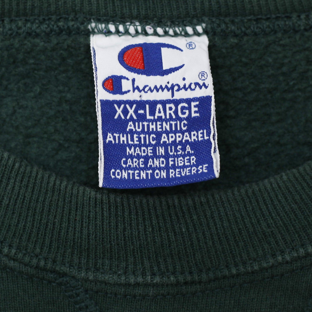 Vintage Mens Champion Sweatshirt Green Embroidered Logo XXL | Migration_Sweatshirt - Back View | Fashion Rerun