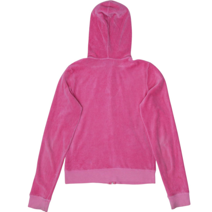 Y2K Ladies Hoodie Pink Velour Full Zip Hoodie Large