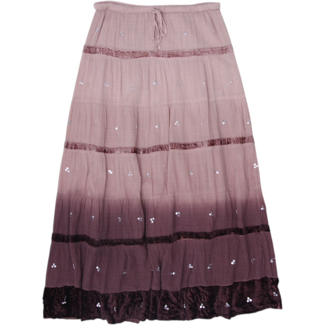 Y2K Ladies Skirt Beige Brown Sequin Detail Maxi Ombre