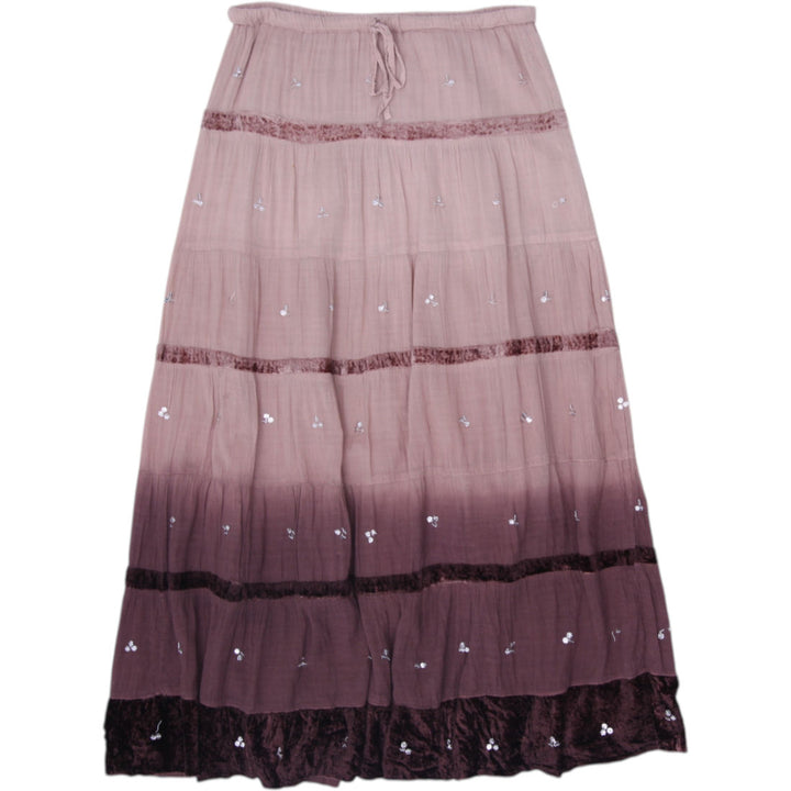 Y2K Ladies Skirt Beige Brown Sequin Detail Maxi Ombre