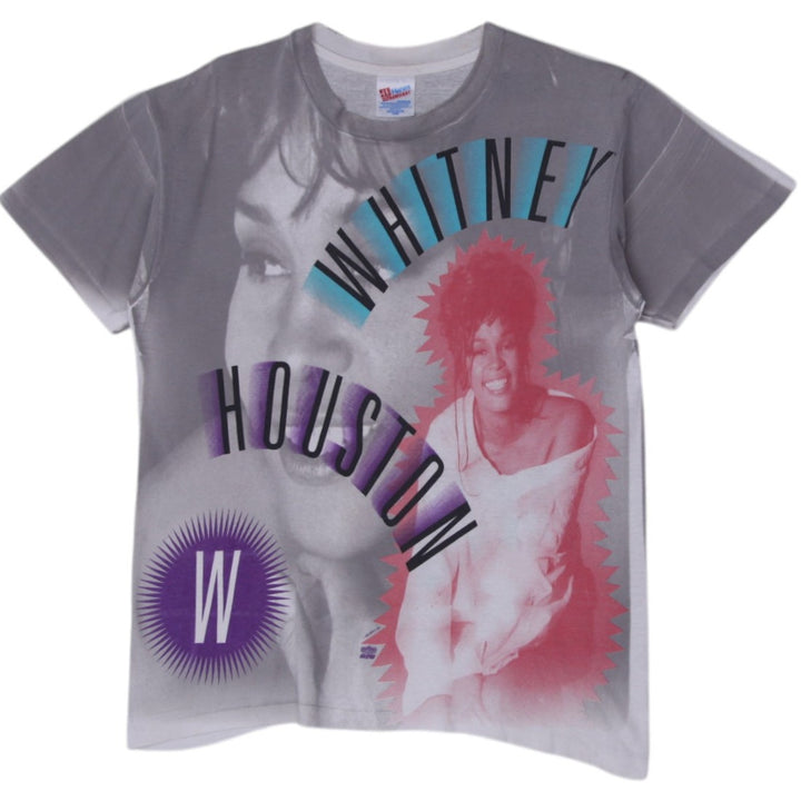 Vintage Whitney Houston Winterland Vintage 90s All Over Print T-Shirt L Made In USA Single Stitch | Migration | Fashion Rerun