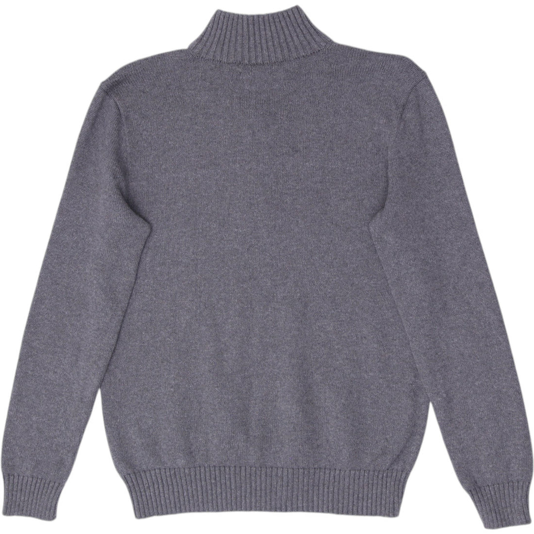 Mens Polo Ralph Lauren Heather Grey Quarter-Zip Cotton Sweater Size S