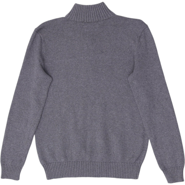Mens Polo Ralph Lauren Heather Grey Quarter-Zip Cotton Sweater Size S