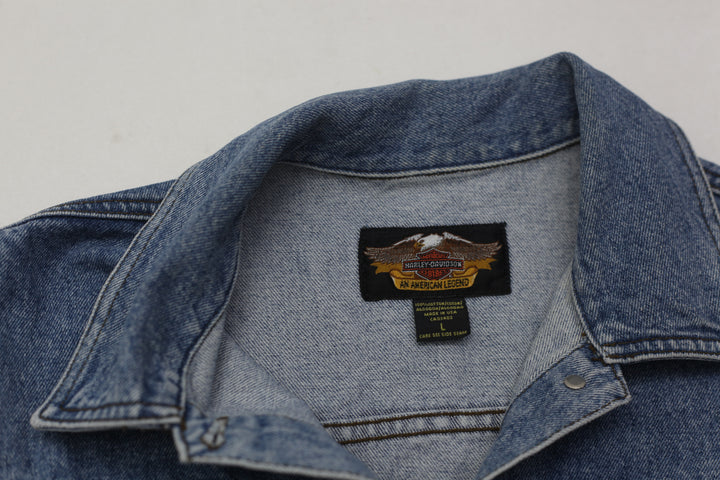 Vintage Harley Davidson An American Blend Denim Vest