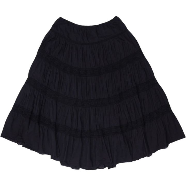 Y2K Ladies Mirage Tiered Lace Trim Prairie Midi Skirt Size L