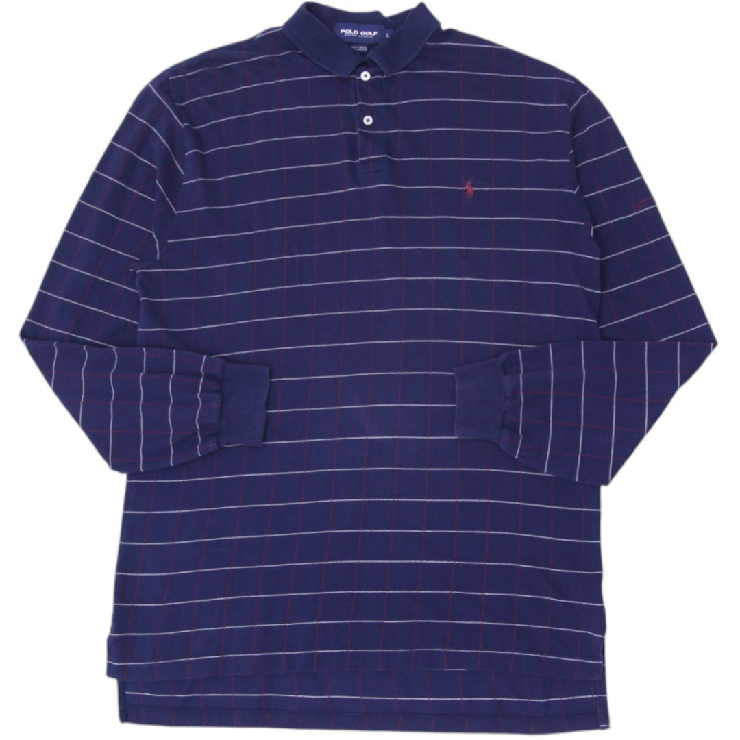 Mens Polo Golf Ralph Lauren Navy Checkered Cotton Long Sleeve Polo T-Shirt L | Migration_T-Shirts RL Collecti | Fashion Rerun