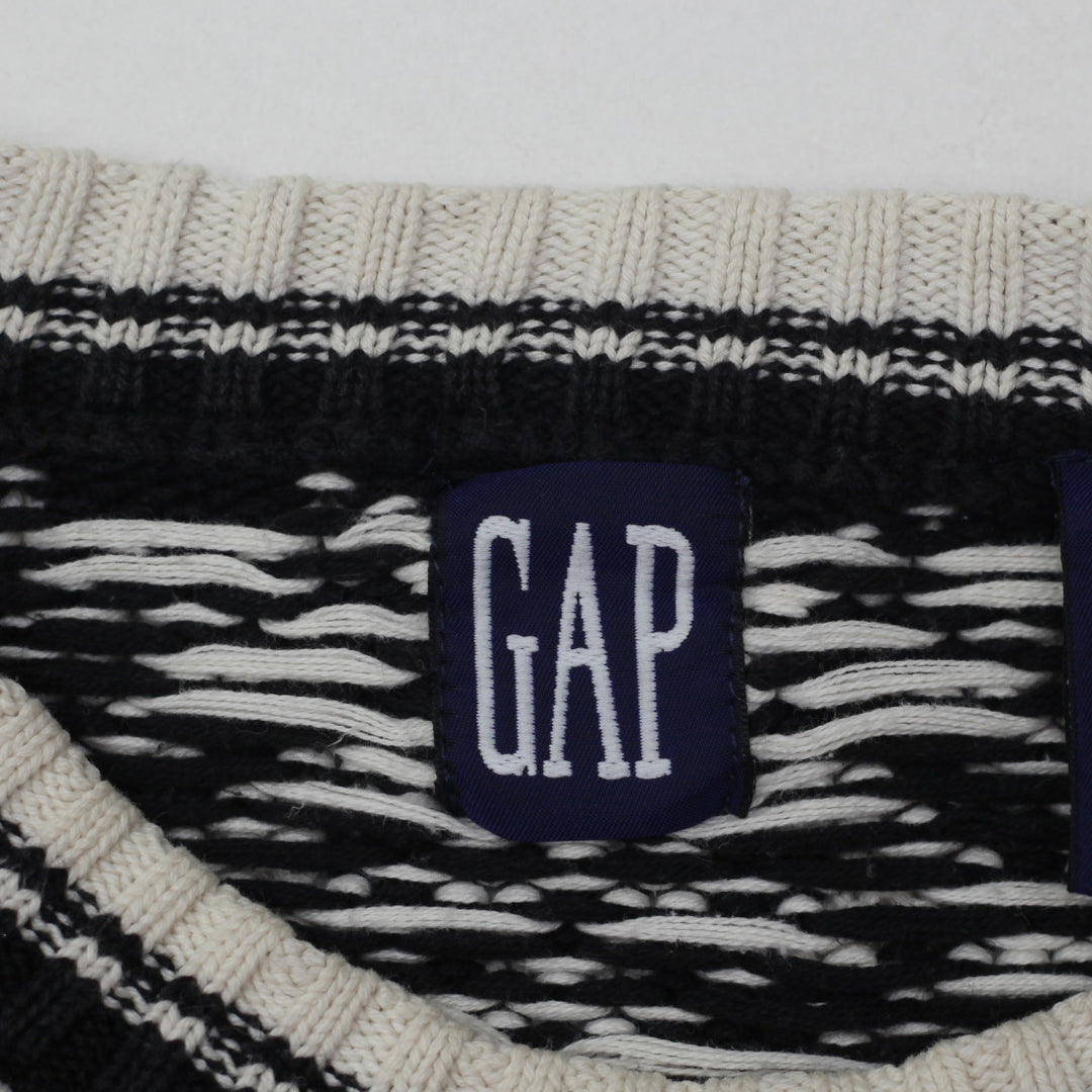 Vintage GAP Black & White Knitted Cotton Sweater M - Fashion Rerun Vintage Migration_Sweaters