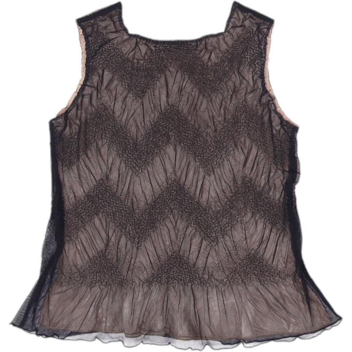 Y2K Ladies Pleats Collection Sheer Sleeveless Top Size M | Migration_Y2K Tops - Side View | Fashion Rerun