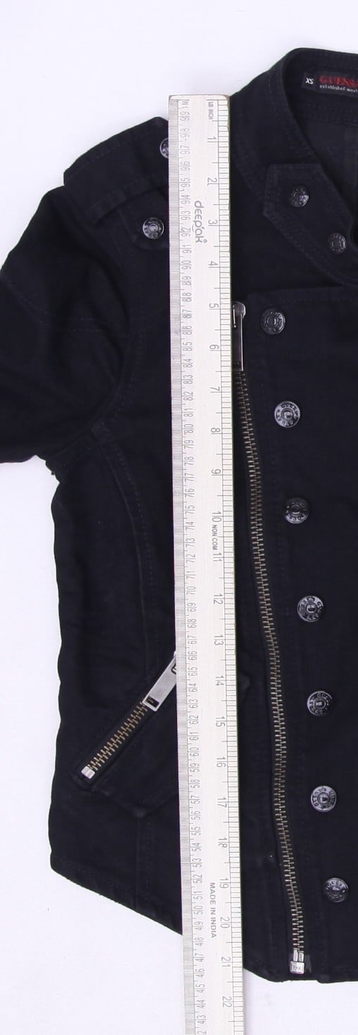 Y2K Ladies Guess Black Double Breasted Zipper Casual Jacket Size XS | Migration_Jackets - Alternate View | Fashion Rerun