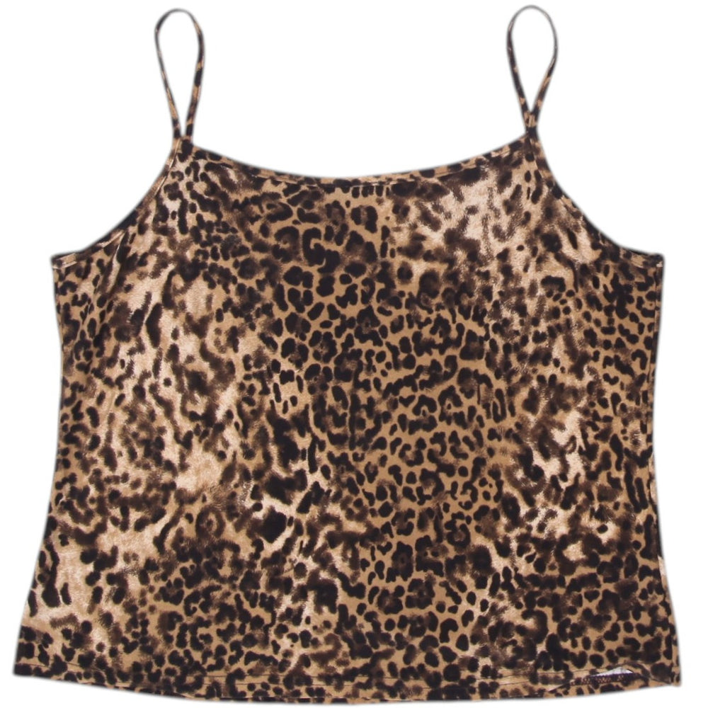 Y2K Ladies Script Camisole Leopard Print Spaghetti Strap Top Size M | Migration_Y2K Tops - Side View | Fashion Rerun