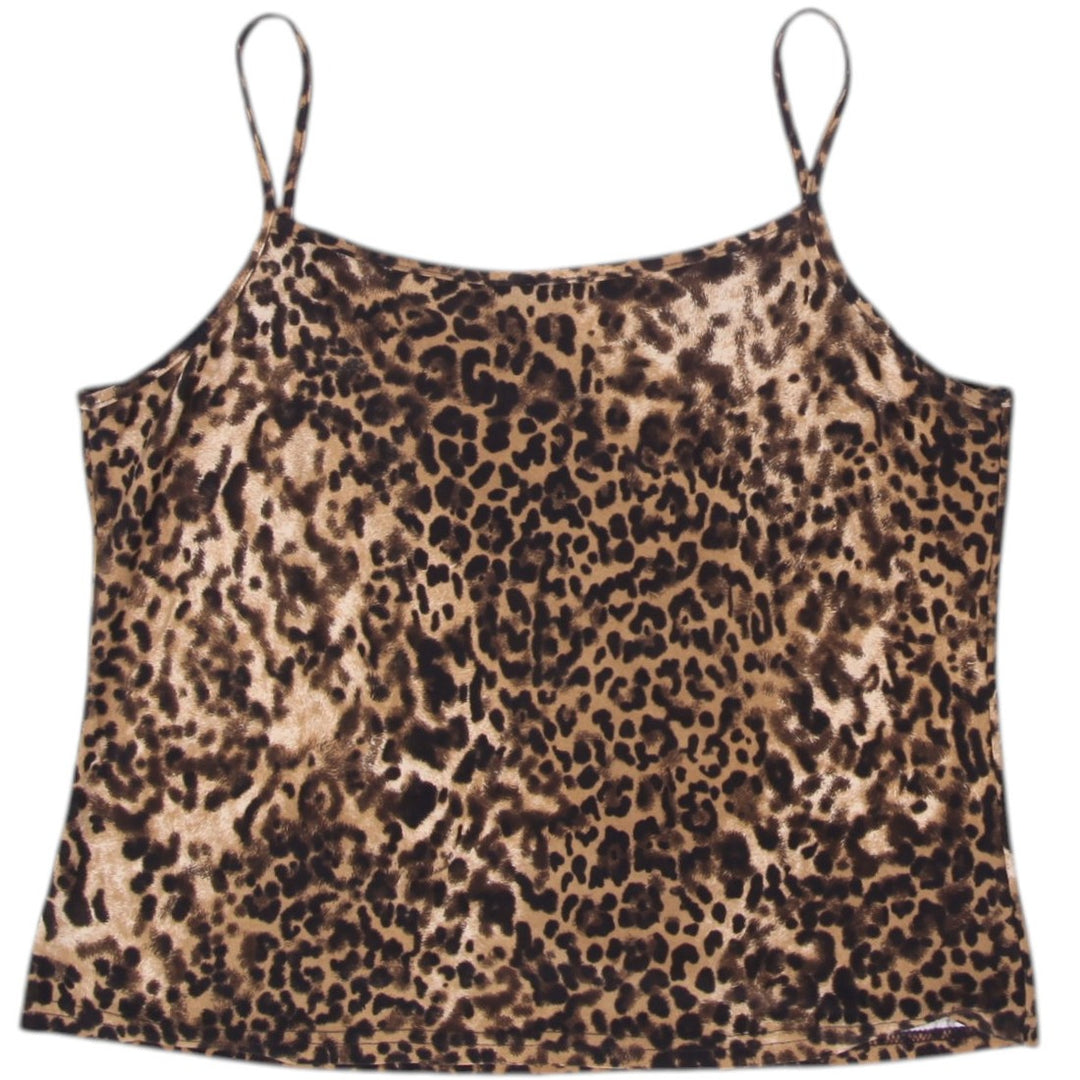 Y2K Ladies Script Camisole Leopard Print Spaghetti Strap Top Size M | Migration_Y2K Tops - Side View | Fashion Rerun