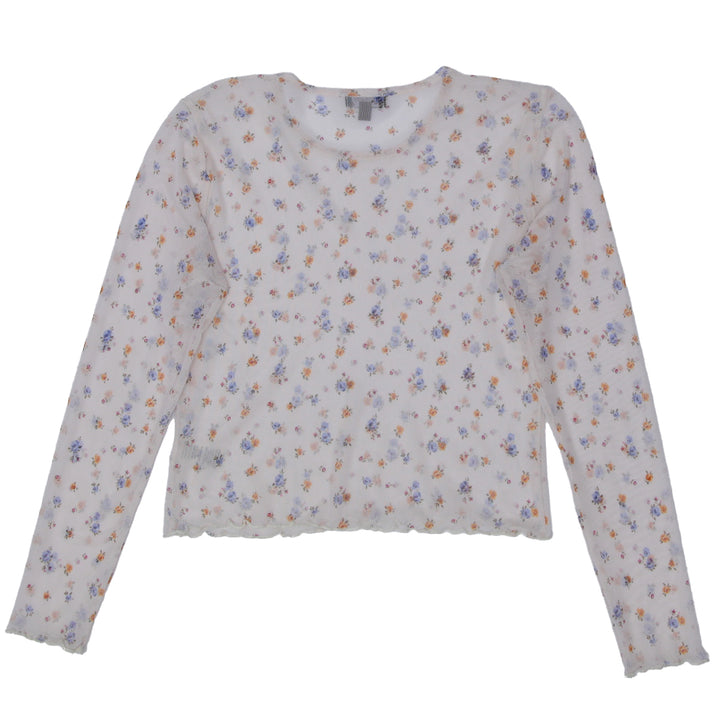 Y2K Mesh Floral Long Sleeve Top - Fashion Rerun Vintage Migration_Tops