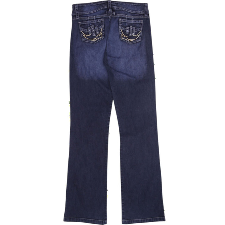 Y2K Ladies Rhinestone Double Button Bootcut Jeans Size 10