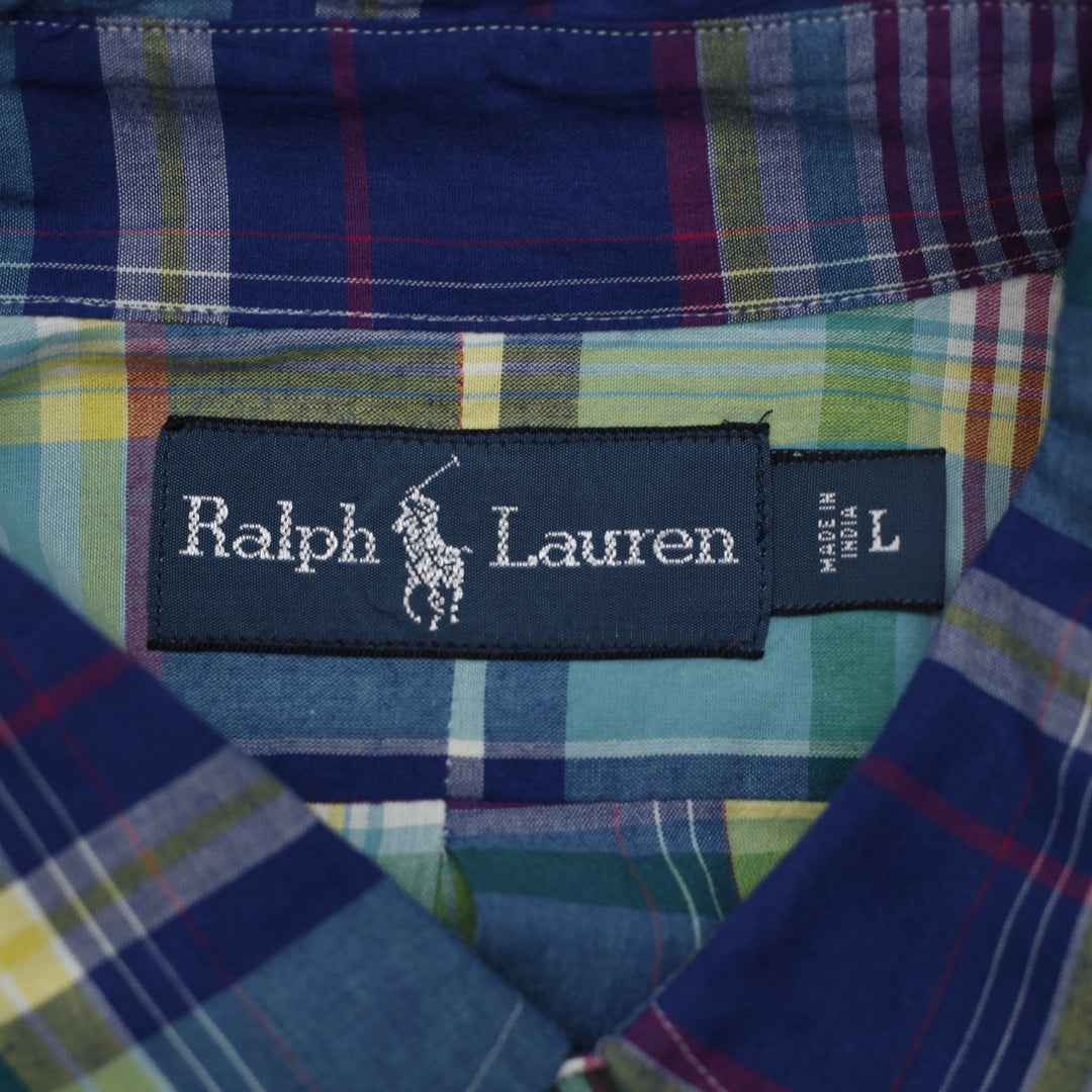 Mens Polo Ralph Lauren Multi Color Plaid Short Sleeve Button Down Shirt Size L