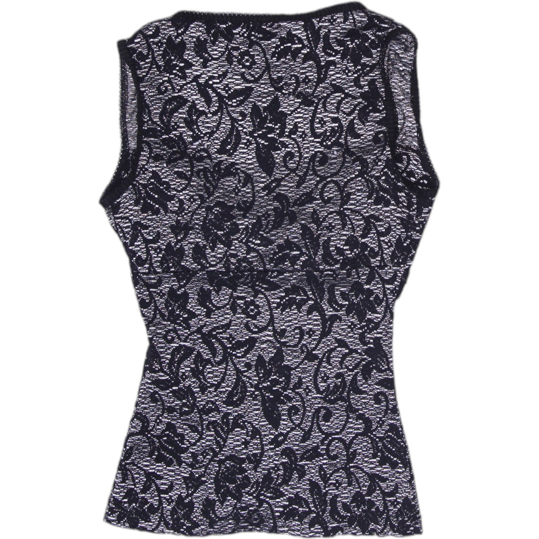 Y2K Ladies XOXO Collection Black Sheer Lace Corset Cami Top Size S