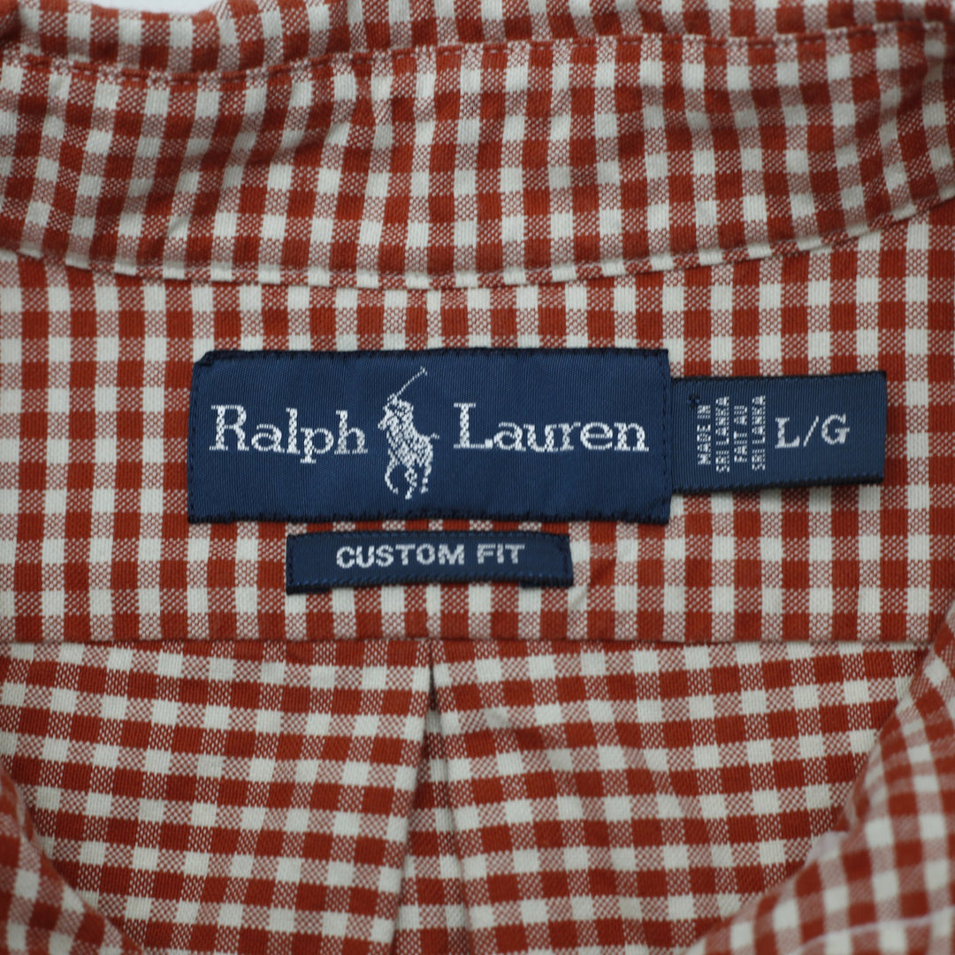 Mens Ralph Lauren Custom Fit Gingham Long Sleeve Button-Down Shirt Size L