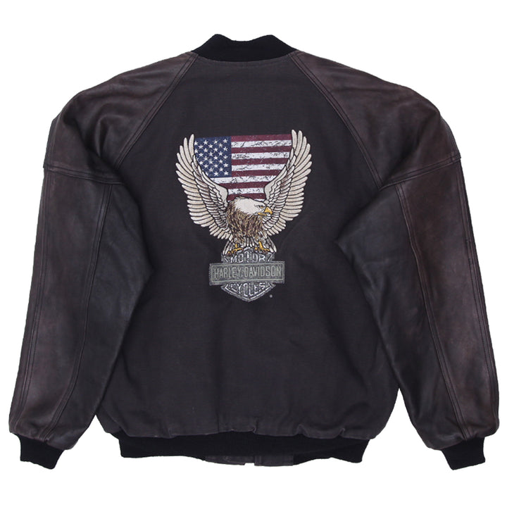 Vintage Harley Davidson Leather Sleeves Quilted Lined Rider Jacket Size M - Fashion Rerun Vintage Migration_Jacket
