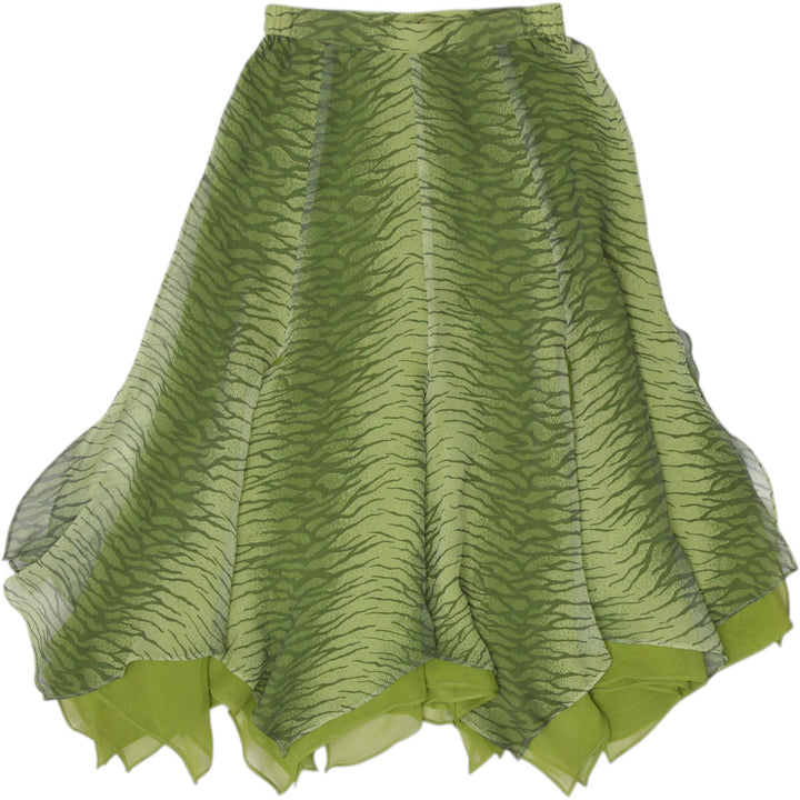 Y2K Green Layered Chiffon Midi Skirt - Size XS | Migration_Skirts | Fashion Rerun