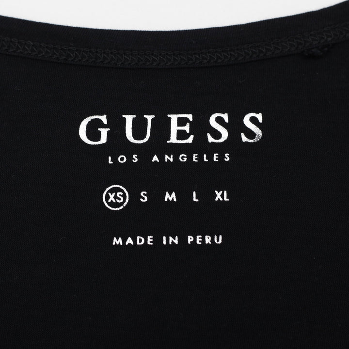 Y2K Ladies Guess Graphic T-Shirt Black Size XS