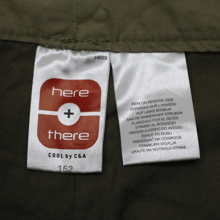 Y2K Ladies Here + There by C&A Cargo Pants Khaki Floral Embroidery Pockets