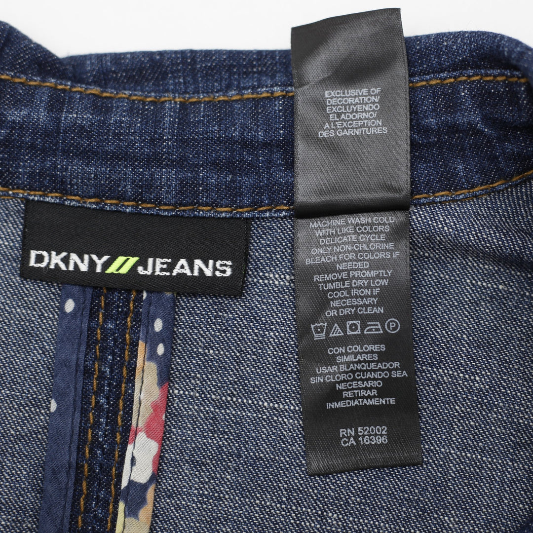 Y2K Ladies DKNY Jeans Denim Blazer Jacket Medium Dark Wash