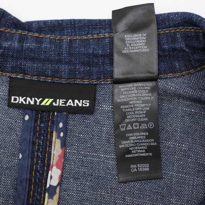 Y2K Ladies DKNY Jeans Denim Blazer Jacket Medium Dark Wash