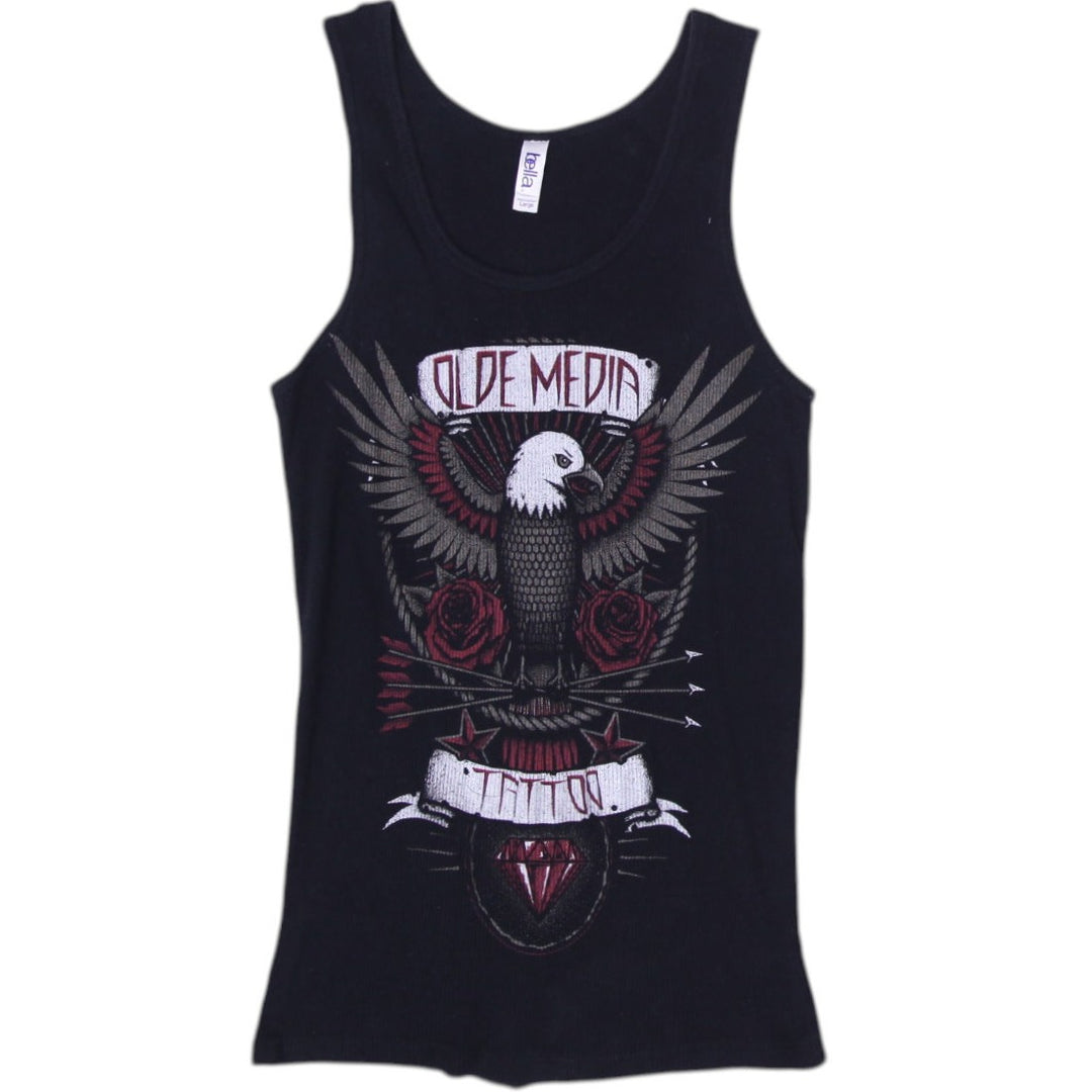 Y2K Ladies Black Graphic Eagle Print Tank Top Size L | Migration_Tops | Fashion Rerun