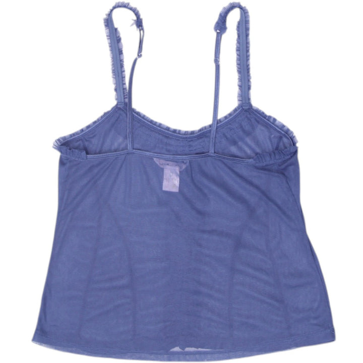 Y2K Ladies La Vie en Rose Periwinkle Mesh Ruffle Trim Strappy Top Size L