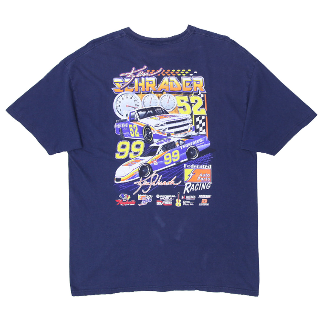 Vintage Ken Schrader Federated Auto Parts Racing T-Shirt, Hanes Size XL , Navy - Fashion Rerun Vintage Migration_T-Shirt