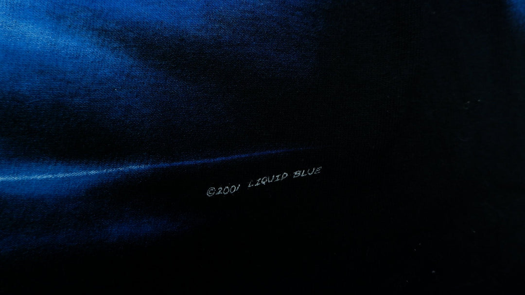 Vintage Mens Liquid Blue T-Shirt Graphic Wolf Blue Nature Inspired