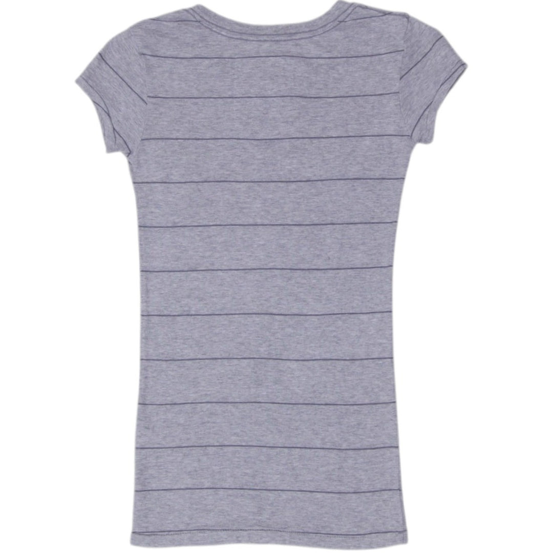 Y2K Ladies Aeropostale T-Shirt Gray Striped Logo