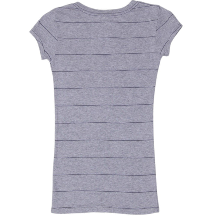 Y2K Ladies Aeropostale T-Shirt Gray Striped Logo