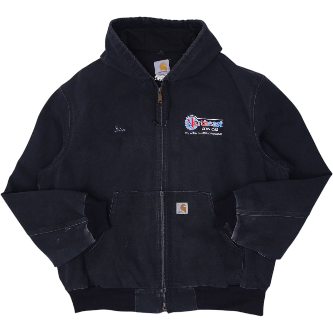 Mens Carhartt J131-BLK Black Hooded Workwear Jacket Size XL