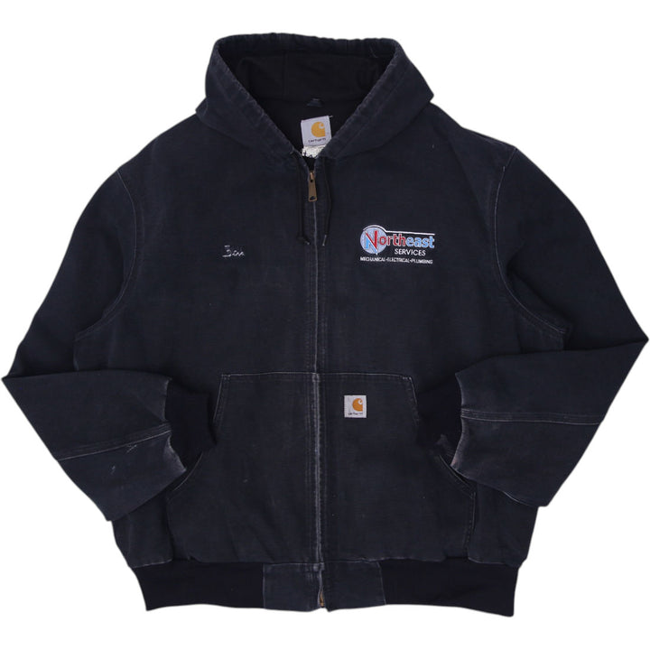 Mens Carhartt J131-BLK Black Hooded Workwear Jacket Size XL