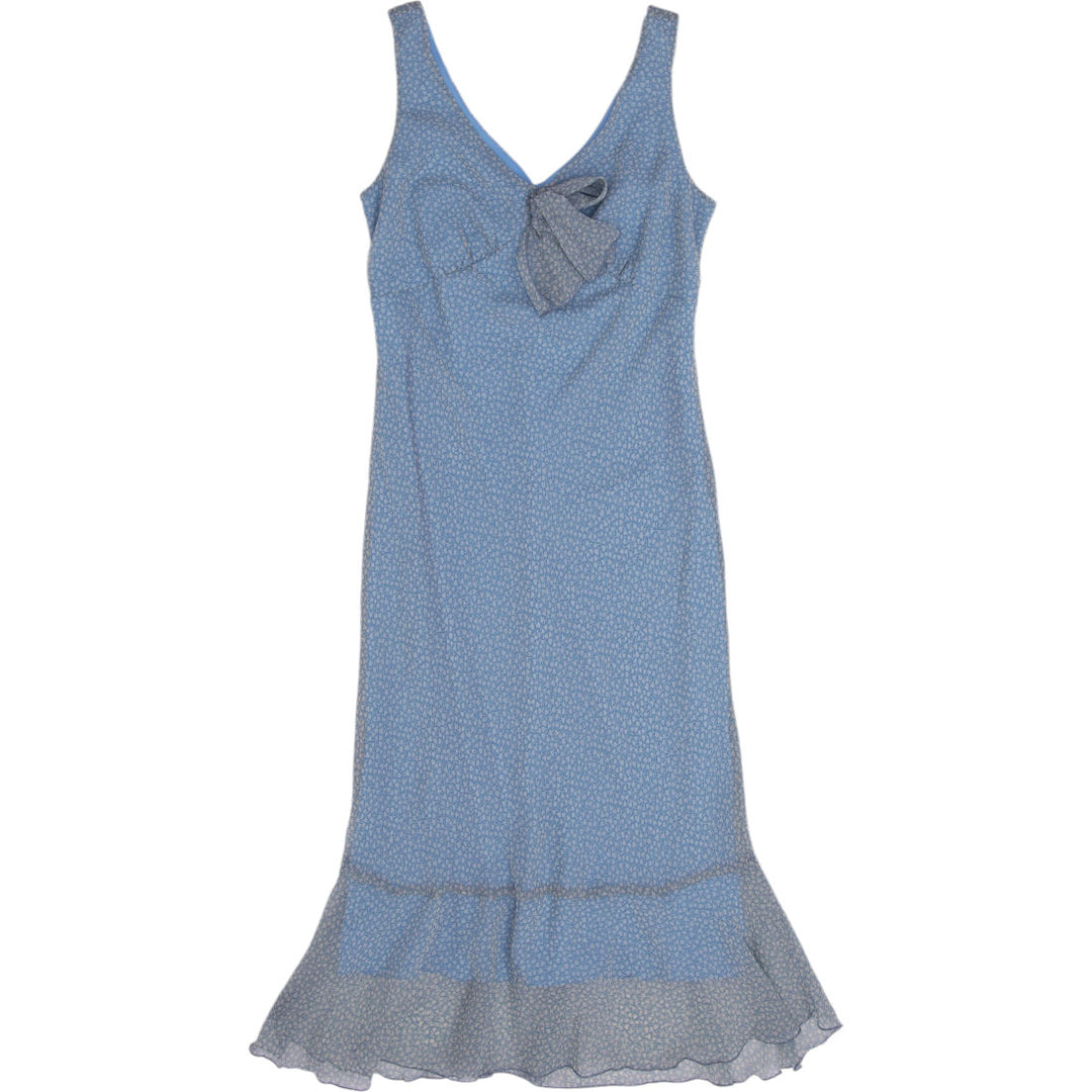 Y2K Ladies Jonathan Martin Long Blue Dress Bow Detail Size 6