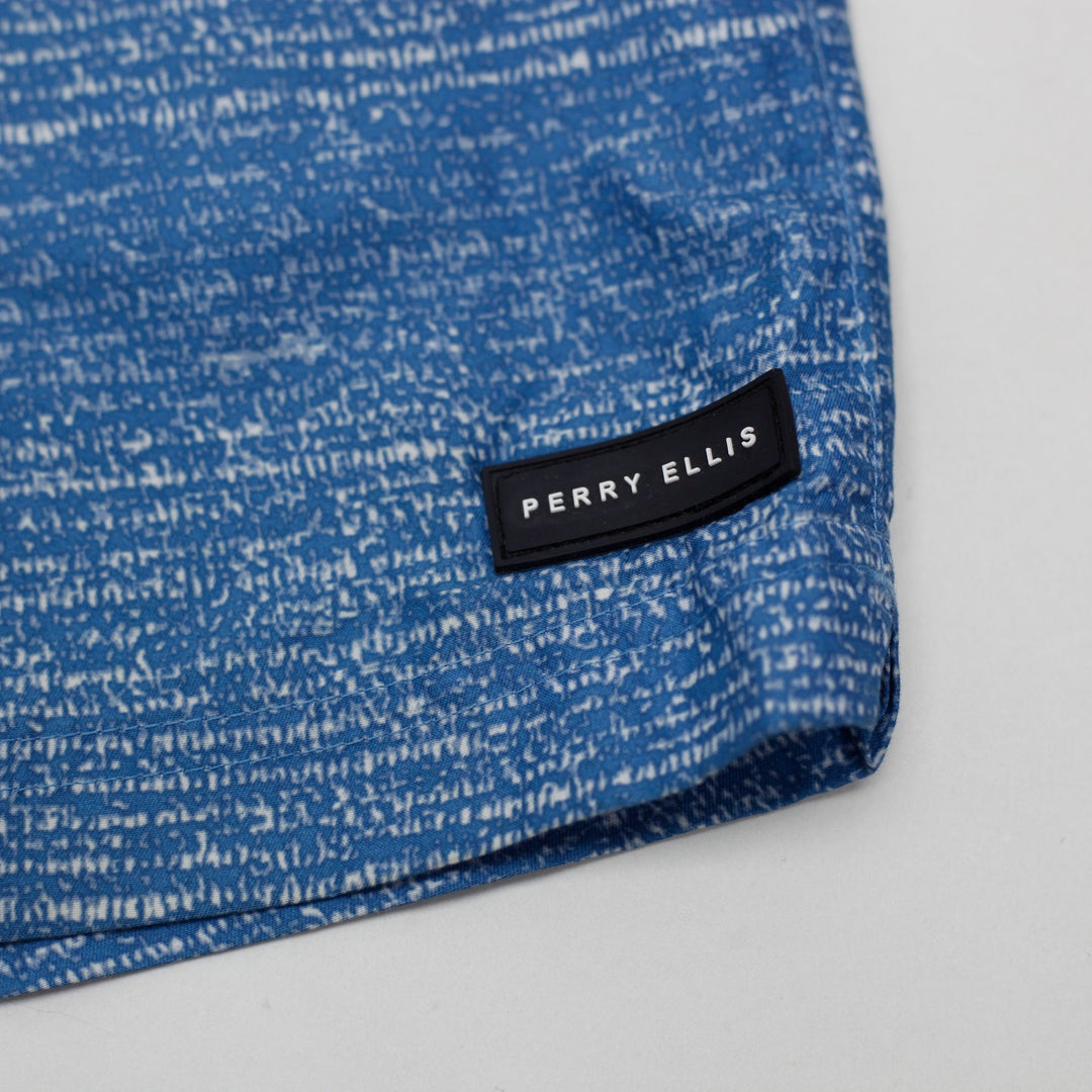 Mens Perry Ellis Swim Trunks Blue Flecked Board Shorts