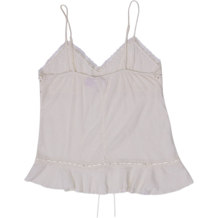 Y2K Ladies Xhilaration Eyelet Lace Ruffle Hem Tie Cami Top Size M