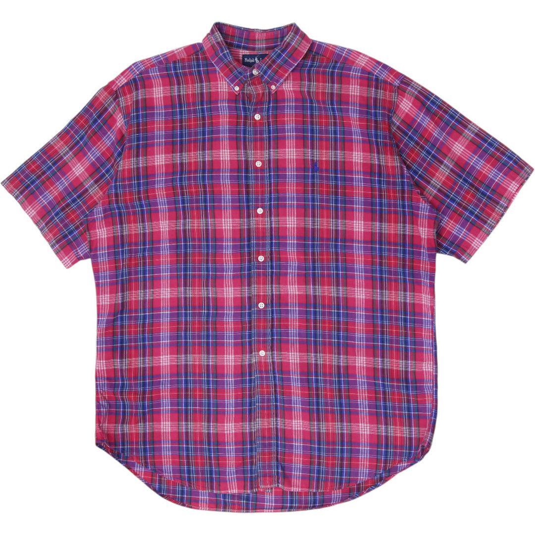 Mens Ralph Lauren Blake Short Sleeve Plaid Button Down Shirt Size XL