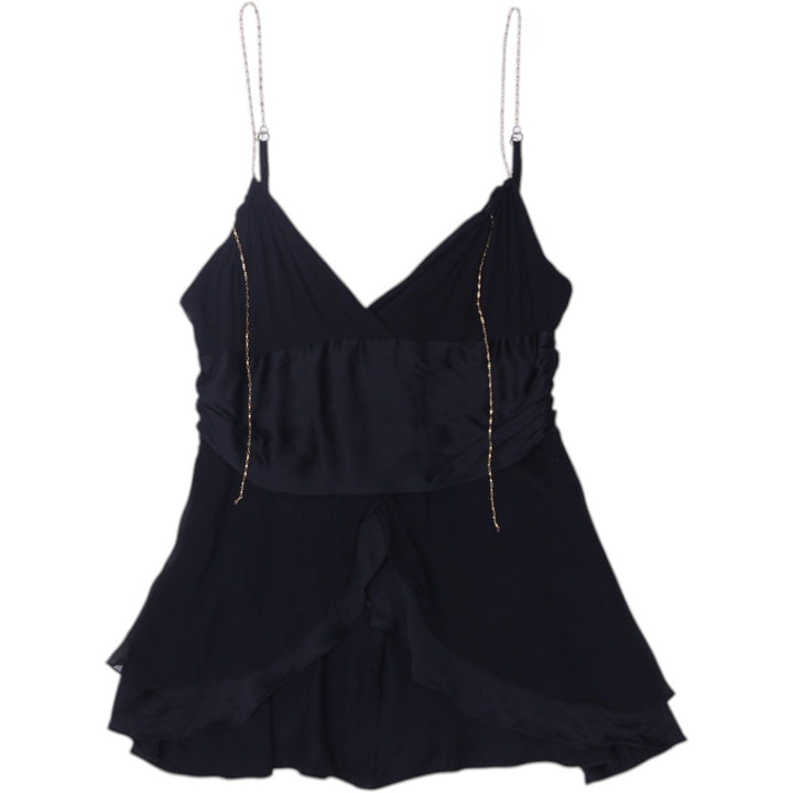 Y2K Ladies Marciano Black Spaghetti Straps Ruffle Flowy Top | Migration_Y2K Tops | Fashion Rerun